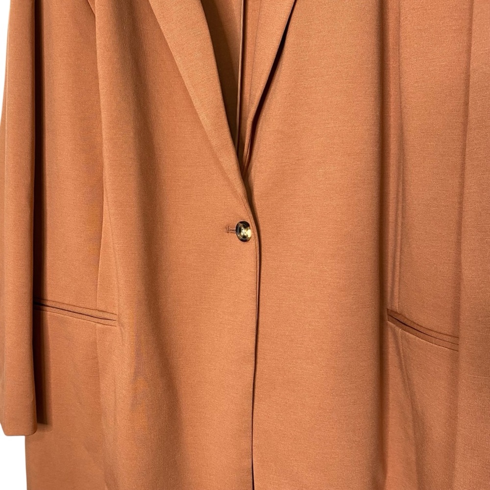 NINE WEST Blazer Ponte Knit Single Button Jacket Pockets Relaxed Rust 4X NWT - Picture 3 of 11